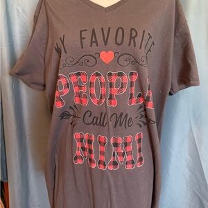 Gray T-Shirt with Red Plaid Graphic